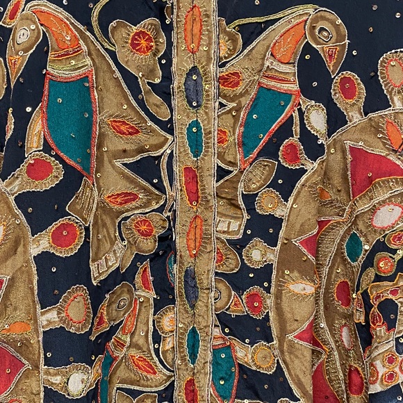 Kantha Bae Silk Butterfly Muu Black Gold Embroidery - New - Picture 3 of 5